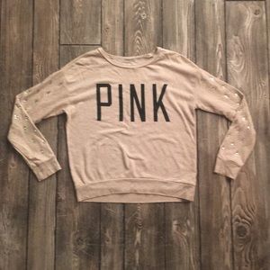 PINK Sweatshirt w/ Embellished Sleeves